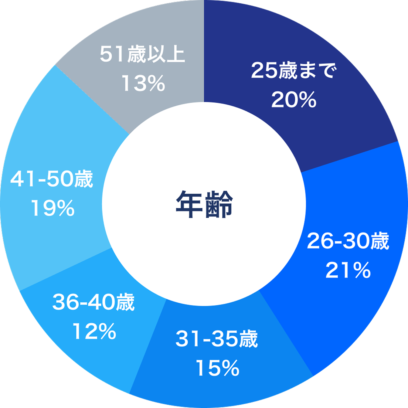 年齢別の割合を示す円グラフ