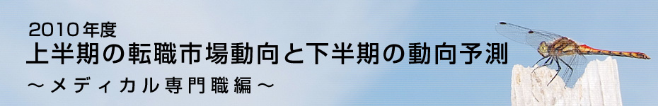 転職マーケットトピックス　メディカル･化学･食品系技術職（2010年9月：2010年度上半期の転職市場動向）編