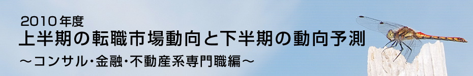 転職マーケットトピックス　コンサルタント･金融･不動産系専門職（2010年9月：2010年度上半期の転職市場動向）編