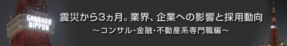 転職マーケットトピックス　コンサルタント･金融･不動産系専門職（2011年6月：震災から3ヵ月）編