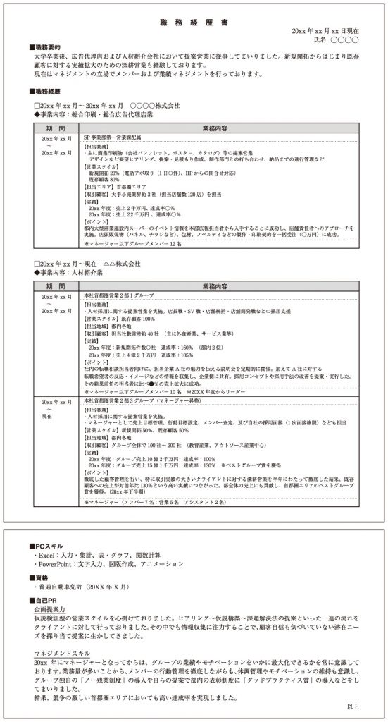 職務経歴書