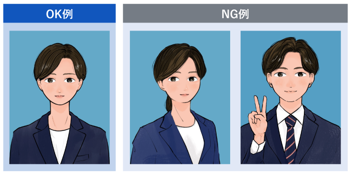 履歴書の写真見本　胸から上で正面向き 