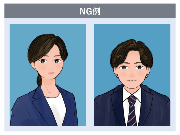 履歴書の写真見本　姿勢NG例