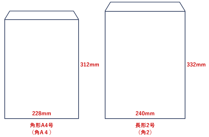 封筒サイズ 角型A4号 角形2号の例